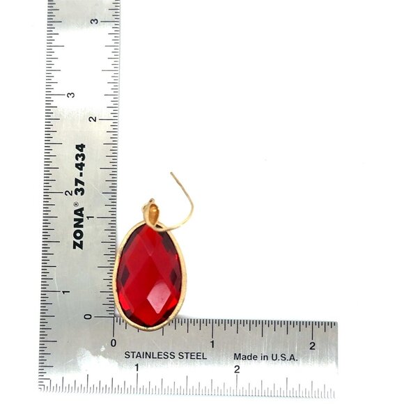 RL Teardrop Shaped Red Stone Earrings - Picture 4 of 5